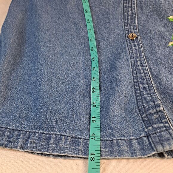 Vintage 90’s Denim Dress Bea Classics Womens M Cottagecore Floral Embroidered - Picture 9 of 9